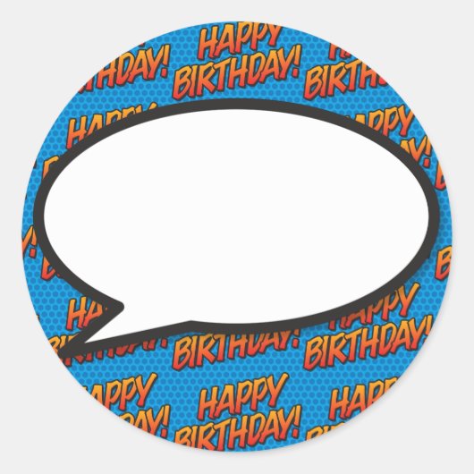 Happy Birthday Speech Bubble Fun Retro Comic Book Runder Aufkleber (Vorderseite)