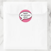 Happy Birthday Speech Bubble Fun Retro Girly Pink Runder Aufkleber (Tasche)