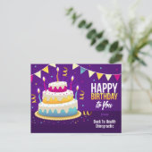 Happy Birthday Spine Candles Lila Postcard Postkarte (Stehend Vorderseite)