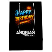Happy Birthday Splash Design (Custom) Mittlere Geschenktüte (Rückseite)
