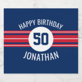 Happy Birthday Sports Jersey Streifen Name und Alt Bierflaschenetikett (Einzelnes Label)