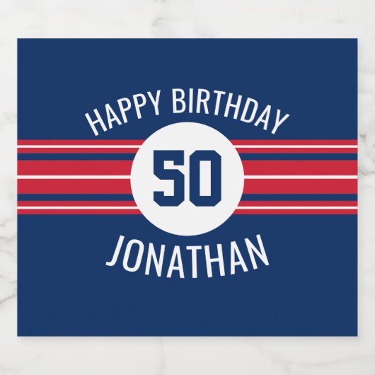 Happy Birthday Sports Jersey Streifen Name und Alt Bierflaschenetikett (Einzelnes Label)