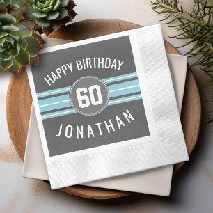 Happy Birthday Sports Jersey Streifen Name und Alt Serviette