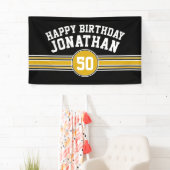 Happy Birthday Sports Stripes mit Age Black Gold Banner (Insitu)