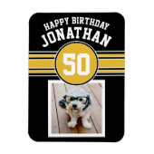 Happy Birthday Sports Stripes mit Age Gold Black Magnet (Vertikal)