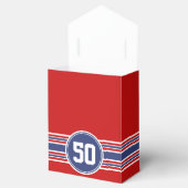 Happy Birthday Sports Stripes with Age - Red Blue Geschenkschachtel (Geöffnet)