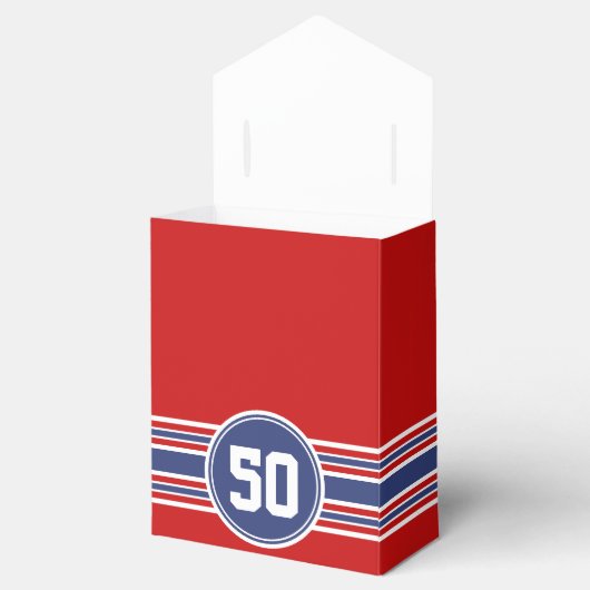 Happy Birthday Sports Stripes with Age - Red Blue Geschenkschachtel (Geöffnet)