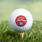 Happy Birthday Sports Stripes with Age - Red Blue Golfball (Insitu T-Shirt)