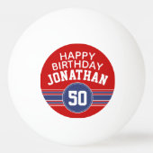 Happy Birthday Sports Stripes with Age - Red Blue Tischtennisball (Vorderseite)