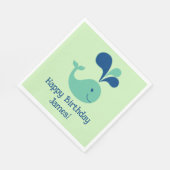 Happy Birthday Spouting Whale Party Napkin Serviette (Ecke)