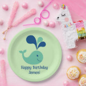 Happy Birthday Spouting Whale Party Plate Pappteller (Party)