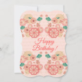 Happy Birthday - Spring Peach Blume Garden Deco Einladung (Vorderseite)