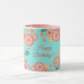 Happy Birthday Spring Peach Blume Garden Pattern Tasse (Zentrum)