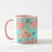 Happy Birthday Spring Peach Blume Garden Pattern Tasse (Links)