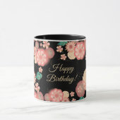 Happy Birthday Spring Peach Blume Garden Pattern Tasse (Zentrum)