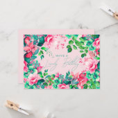 Happy Birthday Spring Summer Garden Bloral Blush Karte (Vorderseite/Rückseite Beispiel)