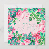 Happy Birthday Spring Summer Garden Bloral Blush Karte (Vorderseite)