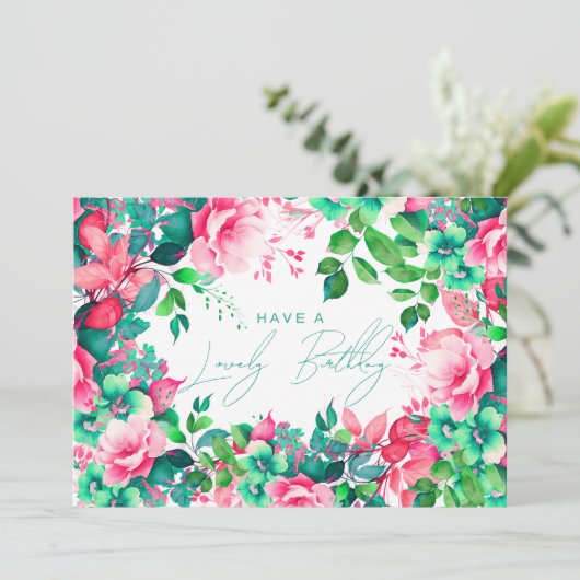 Happy Birthday Spring Summer Garden Floral Karte (Stehend Vorderseite)