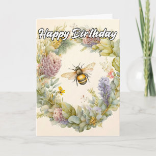 Happy Birthday Springtime Bumblebee Illustration Karte