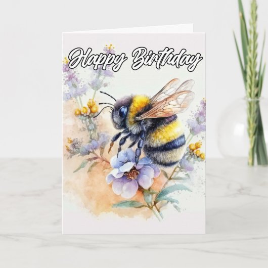 Happy Birthday | Springtime-Hummel Karte (Vorderseite)