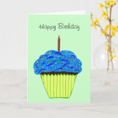 Happy Birthday Sprinkled Blue Cupcake Karte (Gelbe Blume)