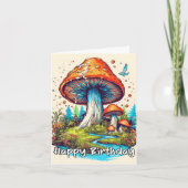 Happy Birthday Sprouting Forest Mushrooms Karte (Vorderseite)