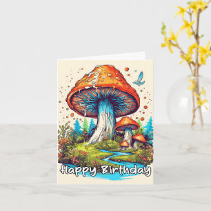 Happy Birthday Sprouting Forest Mushrooms Karte
