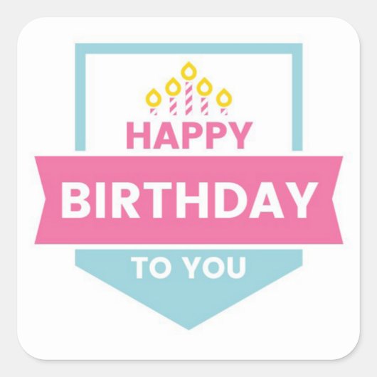 Happy Birthday Square Sticker (Vorderseite)