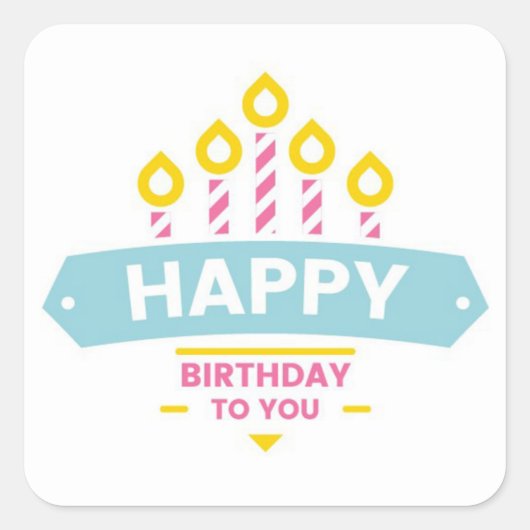 Happy Birthday Square Sticker (Vorderseite)