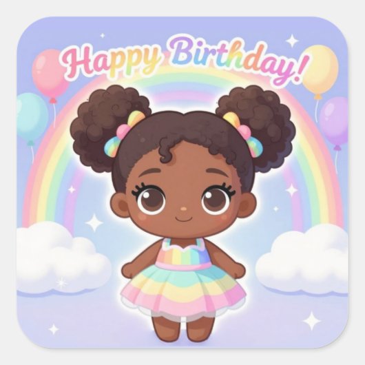 Happy Birthday Square Sticker (Vorderseite)
