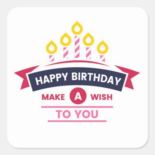 Happy Birthday Square Sticker (Vorderseite)