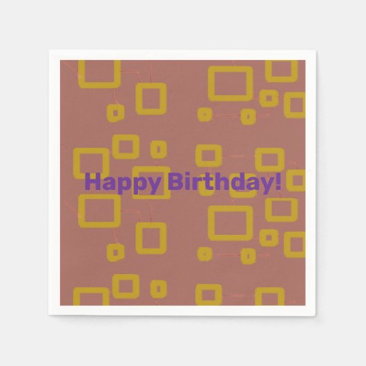 Happy Birthday Squares Serviette (Vorderseite)