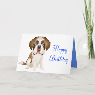 Happy Birthday St Bernard Puppy Dog Grußkarte Karte