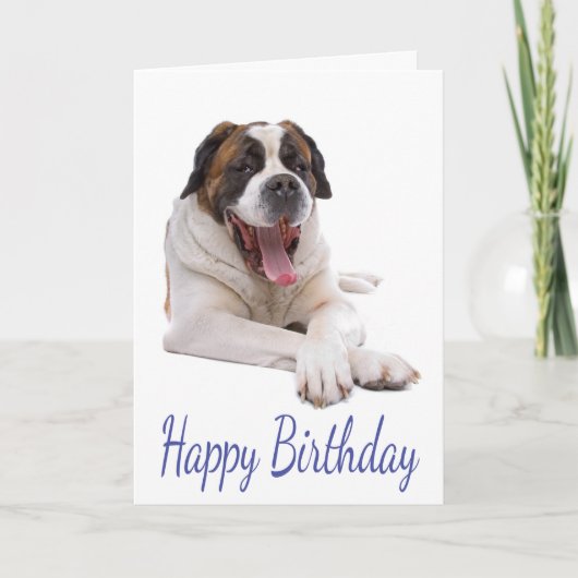 Happy Birthday St Bernard Puppy Dog Grußkarte Karte (Vorderseite)