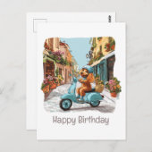 Happy Birthday Standard Poodle Dog Riding Scooter Postkarte (Vorne/Hinten)