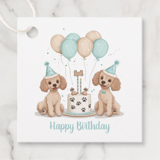 Happy Birthday Standard Poodle Hunde Geschenkanhänger (Vorderseite)
