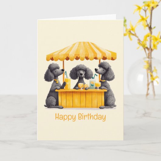Happy Birthday Standard Poodle Hunde Lemonade Stan Karte (Gelbe Blume)