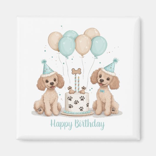 Happy Birthday Standard Poodle Hunde Magnet (Vorne)