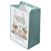 Happy Birthday Standard Poodle Hunde Mittlere Geschenktüte (Vorderseite Schrägansicht)