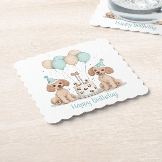 Happy Birthday Standard Poodle Hunde Untersetzer (angewinkelt)