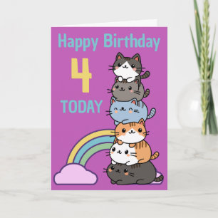 Happy Birthday Stapel Katzen mit Alter Karte