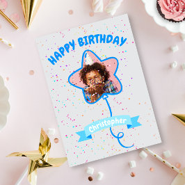 Happy Birthday Star Ballon Foto Card Karte