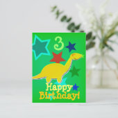 Happy Birthday Star Dinosaur Postcard Postkarte (Stehend Vorderseite)