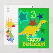 Happy Birthday Star Dinosaur Postcard Postkarte (Vorne/Hinten)