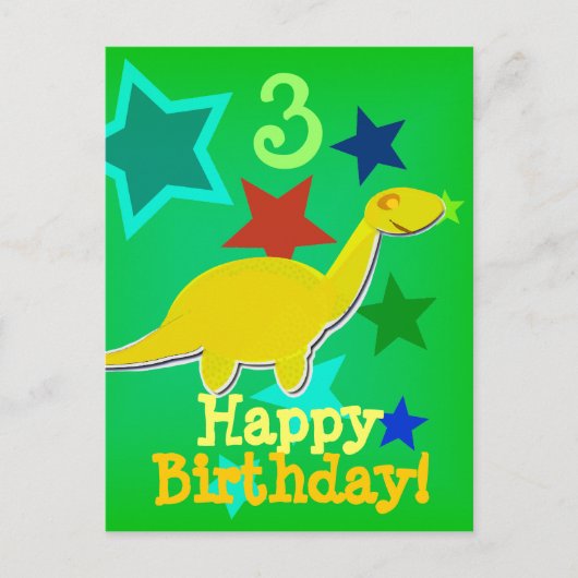 Happy Birthday Star Dinosaur Postcard Postkarte (Vorderseite)
