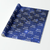 Happy Birthday Star Galaxy On Blue Geschenkpapier (Ungerollt)