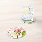 Happy Birthday Stargazer Lily Floral Fotografie Runder Pappuntersetzer (Vor Ort)