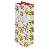 Happy Birthday Stargazer Lily Foto Pattern Geschenktüte Für Weinflaschen (Vorderseite Schrägansicht)