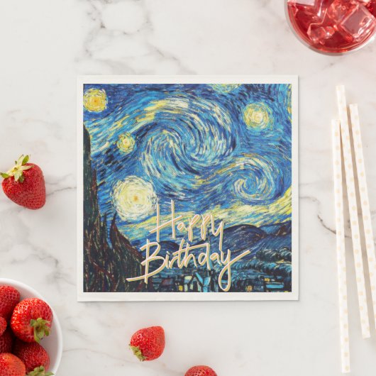 Happy Birthday, Starry Night fine art, Serviette (Beispiel)