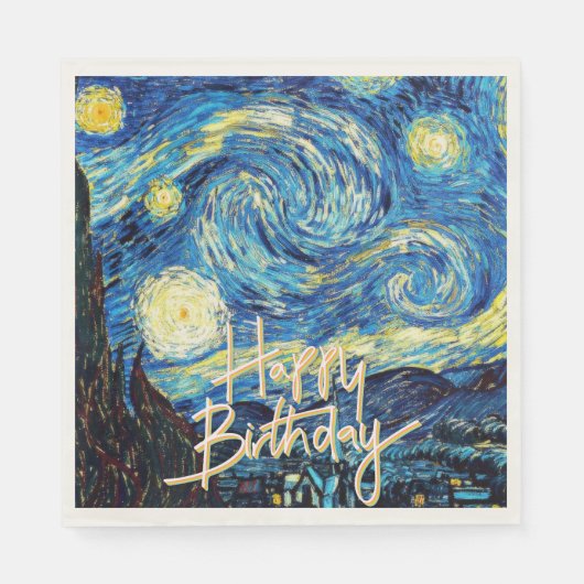 Happy Birthday, Starry Night fine art, Serviette (Vorderseite)